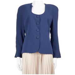 Dior Blue Single-Breasted Collarless Blazer Size M
