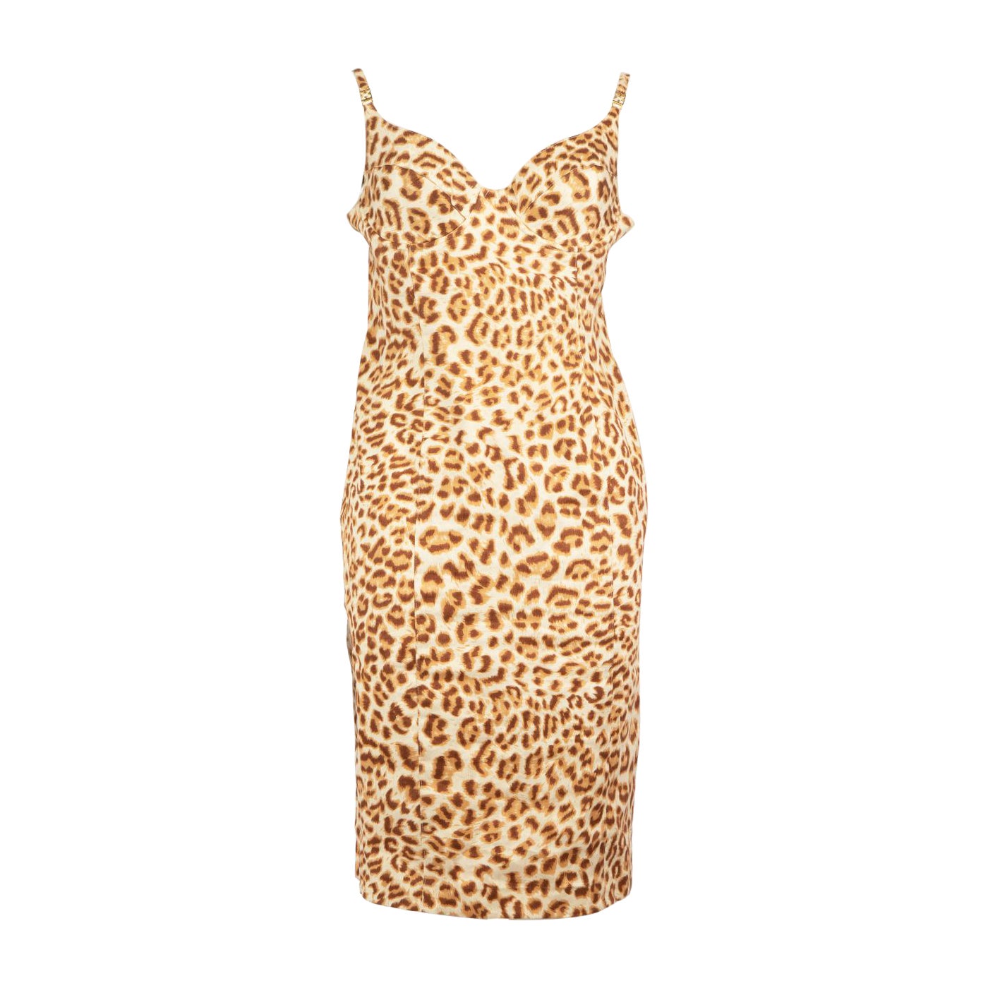 Escada Brown Leopard Print Mini Dress Size M For Sale