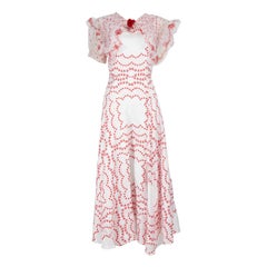 Rodarte, robe midi en soie imprimée de cœurs et de roses, taille M