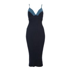 Fendi - Vestito midi in maglia a coste blu - taglia S