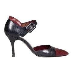 Chanel Two Tone Leather Mary Jane Pumps Size IT 38