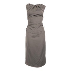 Prada Grey Sleeveless Ruch Detail Midi Dress Size XS