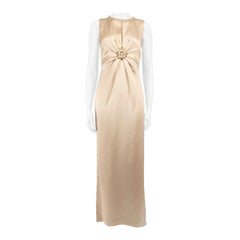 Jenny Packham Maxi Vestido Acanalado de Seda Crudo Talla L