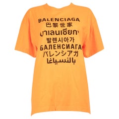 Balenciaga Neon Orange Multi Language Logo T-Shirt Size M