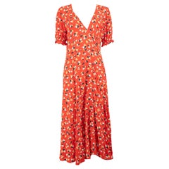 Faithfull The Brand - Vestito midi rosso con stampa floreale - taglia L.