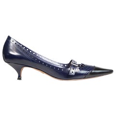 Dior Navy Leather Buckle Detail Pumps Size IT 41