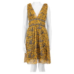 Isabel Marant Isabel Marant √âtoile Yellow Silk Floral V Neck Dress Size L