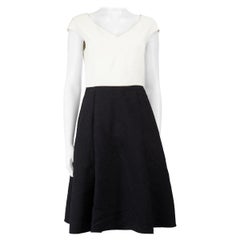 Max Mara Max Mara Studio White & Navy V-Neck Dress Size M