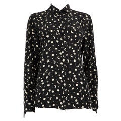 Saint Laurent Black Silk Star & Moon Print Shirt Size M