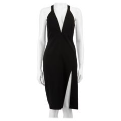 Michelle Mason Black V-Neck Front Slit Mini Dress Size XS