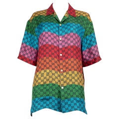 Gucci Rainbow Silk Supreme GG Shirt Size XXXL
