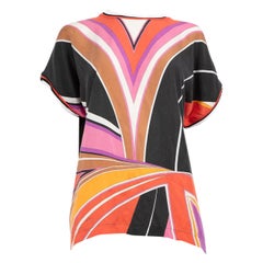 Emilio Pucci Abstract Printed Silk Graphic Top Size M