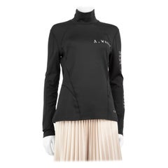 Alexander Wang Schwarzes Logo bedrucktes High-Neck Top Größe M