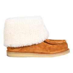 Chloé Brown Suede Shearling Lined Jessie Boots Size EU 40