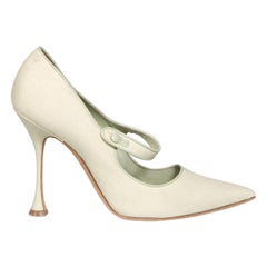 Manolo Blahnik Green Mary Jane Pointed Toe Pumps Size IT 40
