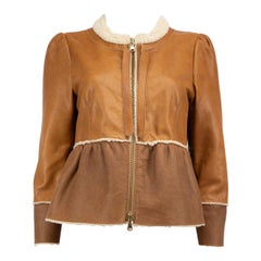 Valentino Garavani Red Valentino Brown Lambskin Leather Jacket Size L