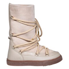 Inuikii Beige Suede Shearling Lined Snow Boots Size IT 40