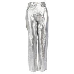 Agolde Silver Metallic Straight Leg Jeans Size M