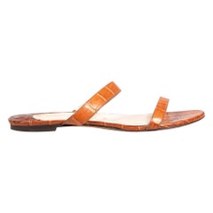 Nancy Gonzalez Brown Sandali con cinturino in pelle di coccodrillo Taglia IT 40