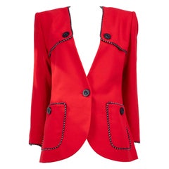Saint Laurent Vintage Red Contrast Trim Blazer Size XL