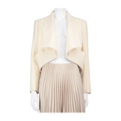 Balmain Ecru Wool Button Detail Crop Jacket Size M