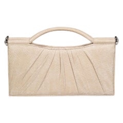 Lalique Beige Embossed Suede Leather Bag