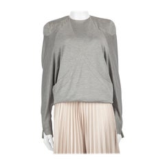 Louis Vuitton Grey Silk Shoulder Padded Crop Top Size S