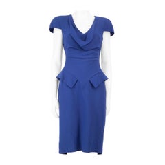 Alexander McQueen Blue Draped Midi Dress Size M