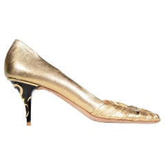 Tacones Escada Piel Dorada Talla IT 40