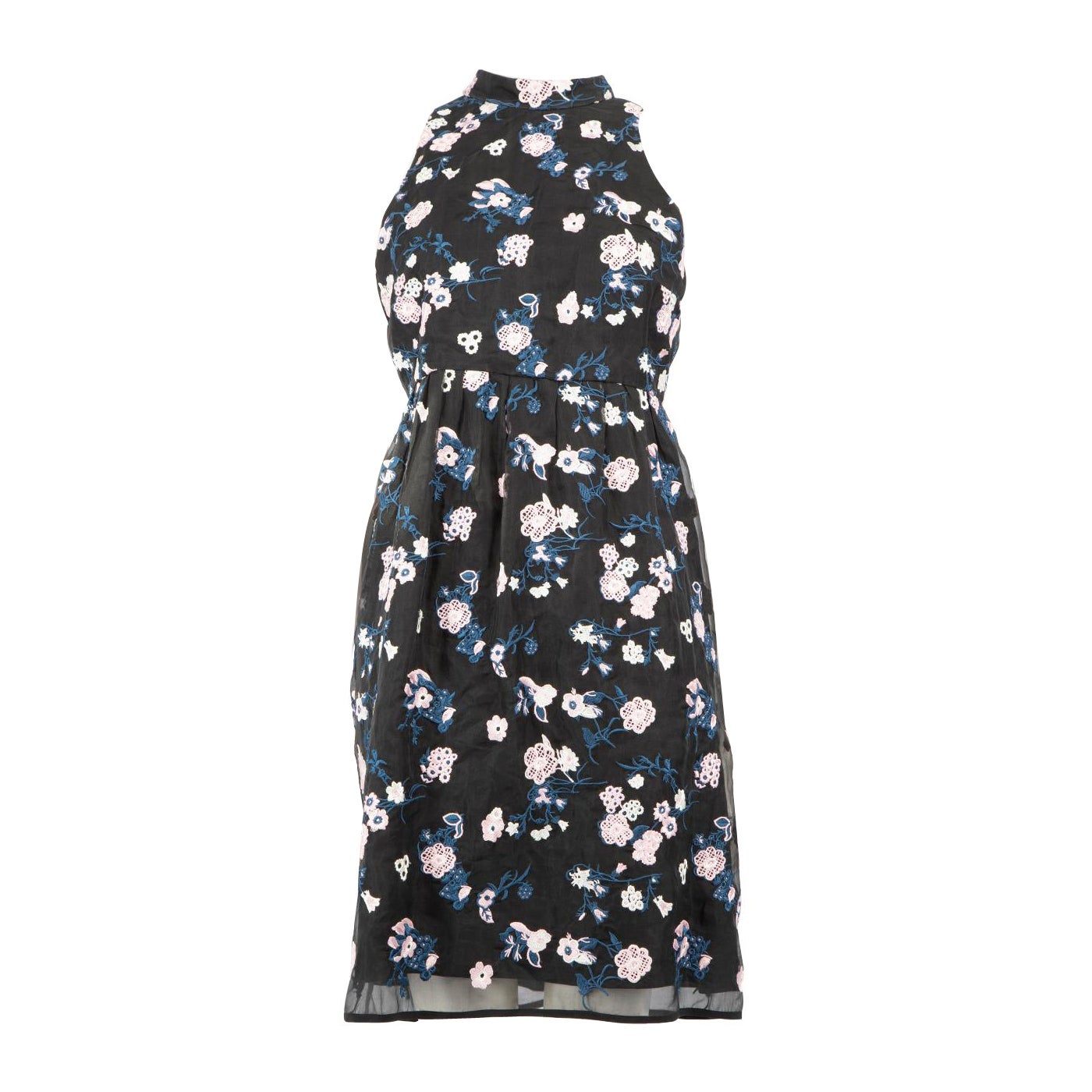 Erdem Black Silk Floral Embroidered Dress Size M For Sale