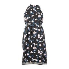 Erdem Vestido Bordado Floral Seda Negro Talla M