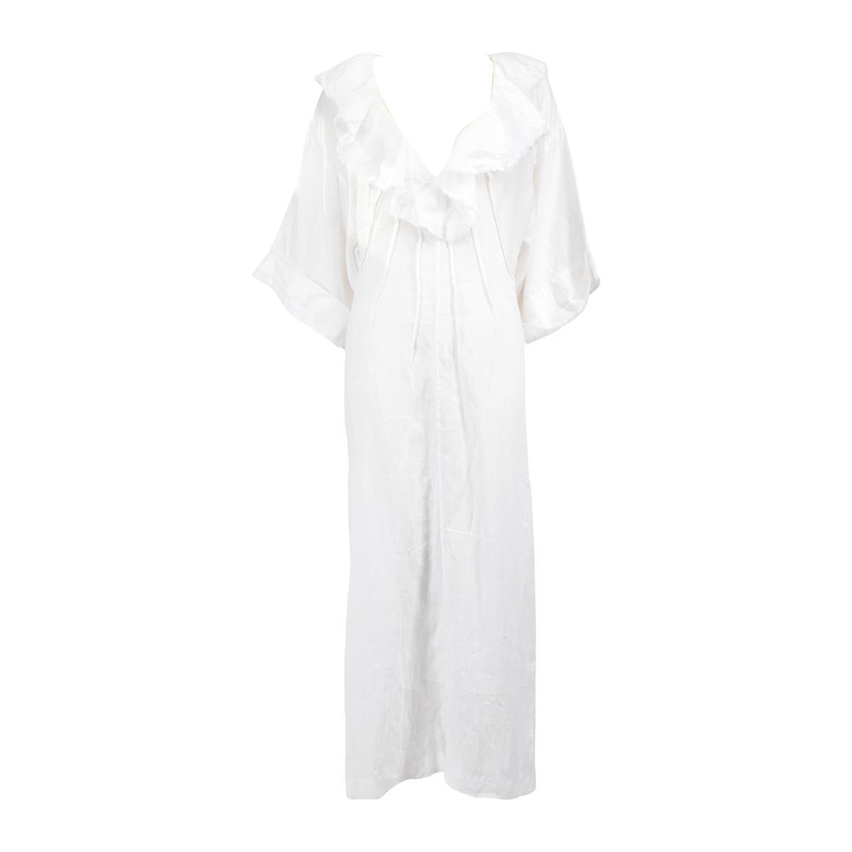 Three Graces London - Robe midi blanche bordée de volants, taille M