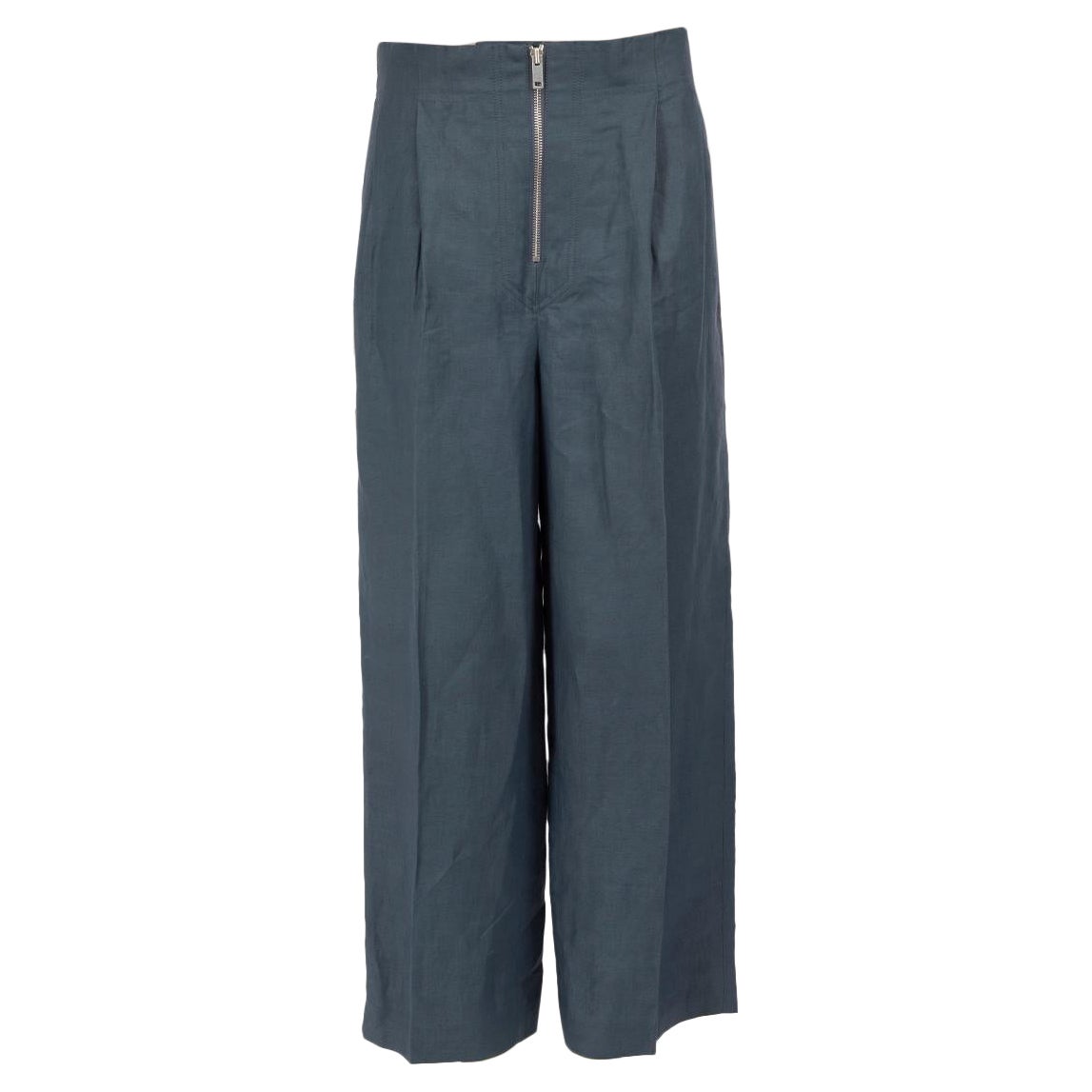 Céline Blue Wide Leg High-Waisted Trousers Size M For Sale