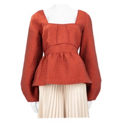 Jonathan Simkhai Red Jacquard Pattern Puff Sleeve Top Size XXL