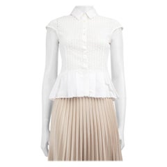 Carolina Herrera CH Carolina Herrera White Cut-Out Lace Pattern Top Size M