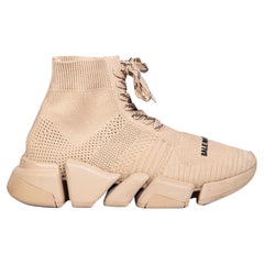 Balenciaga Beige Speed 2.0 Lace-Up Trainers Size UK 2
