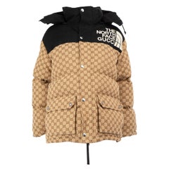 Gucci Gucci x The North Face 2021 Brown Supreme GG Quilted Puffer Coat Size XXS