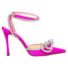 Mach & Mach Pink Crystal Embellished Bow Pointed Heels Size IT 35