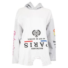 Balenciaga Grey Upside Down Paris Hoodie Size L