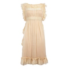 Dolce & Gabbana Beige Ruffle Trimmed Midi Dress Size S
