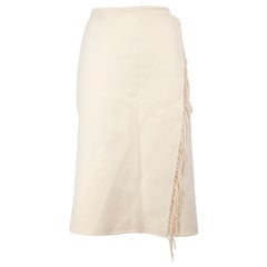 PAROSH Jupe portefeuille crème avec pompons, taille M