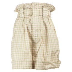 Fendi Green Gingham Silk High Waisted Shorts Size XS