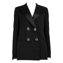 Lanvin Blazer con bottoni di cristallo in lana nera taglia XL