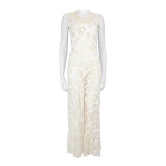 Yoshiki Hishinuma Ecru Lace Cut-Out Maxi Dress Size S