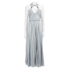 Gabriela Hearst Blue Halter Neck Pleated Dress Size S