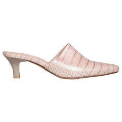 Maryam Nassir Zadeh Pink Embossed Leather Mules Size IT 38