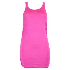 Ralph Lauren mini-robe froncée en soie fuchsia, taille L