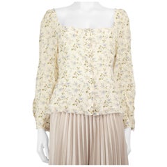 Brock Collection Floral Print Square Neckline Top Size M