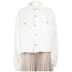 Balenciaga White Distressed Denim Jacket Size M