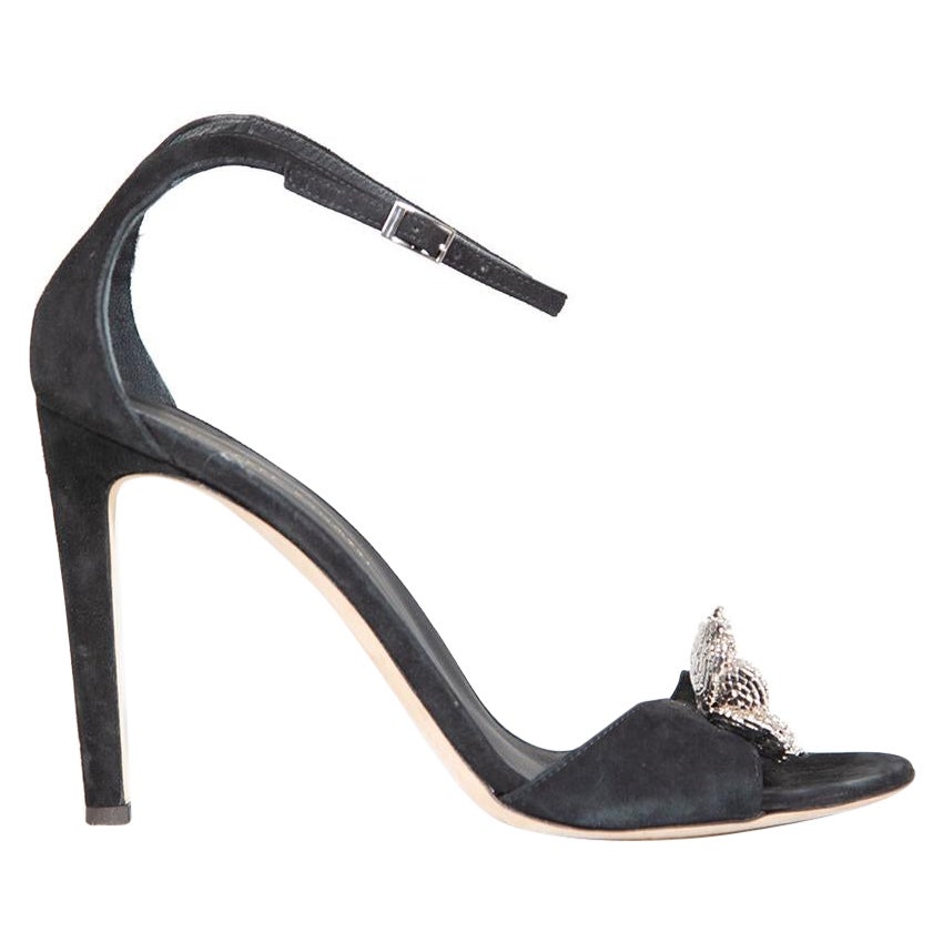 Giuseppe Zanotti Black Suede Embellished Sandals Size IT 40 For Sale